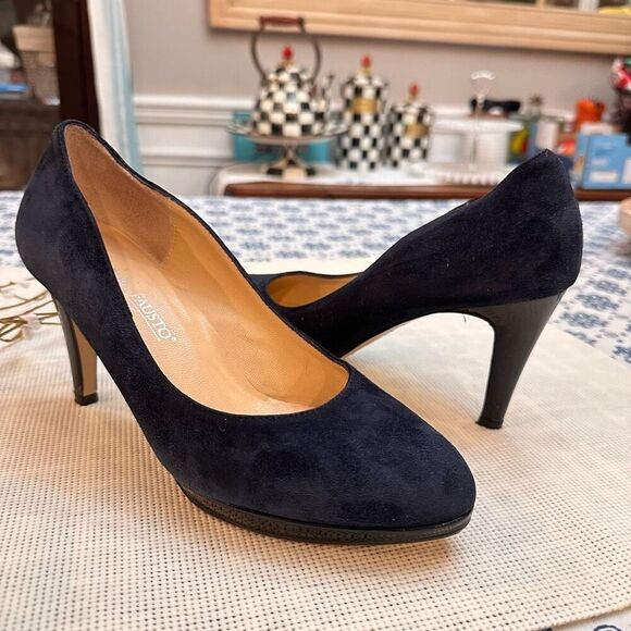 Moda di Fausto Made in Italy Blue suede high heel pumps Size 38/ US 7.5 - Picture 2 of 8
